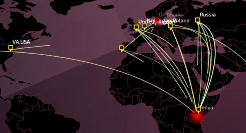 Live map of global cyber attacs on Check Point's website