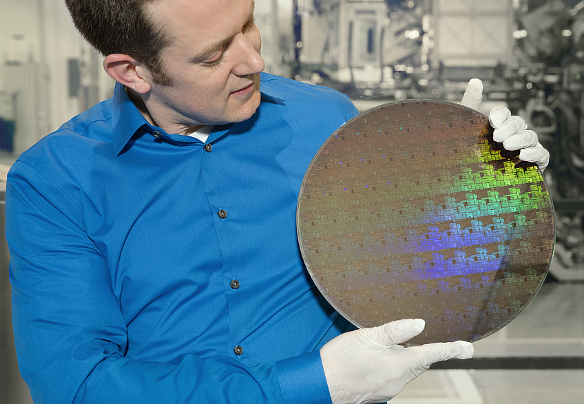 IBM Researcher with Silicon Wafer