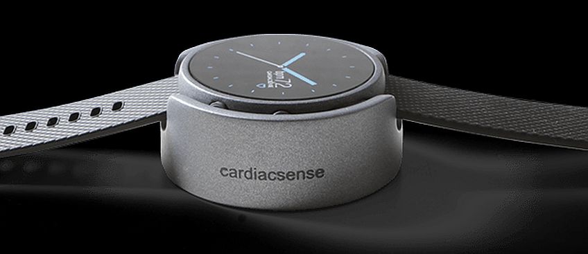 The CardiacSense wristwatch monitors heart conditions and vital signs