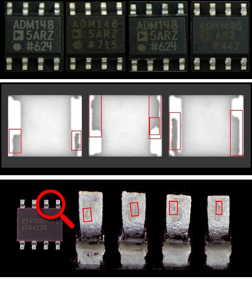 Cybord SMT validates authenticity (top), identifies defects (middle) and reduces the cyberattack vector by detecting reprogrammed components (bottom)